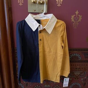 NWT Carter’s navy and yellow long-sleeved polo shirt, size 5T